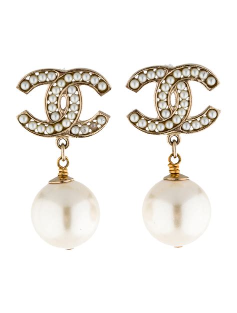 chanel drop earrings pearl|chanel earrings original.